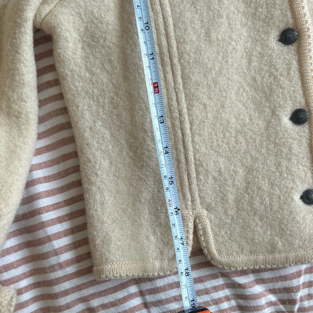 Carroll Reed Vintage 100% Wool Cream Cardigan Sweater - Picture 10 of 10